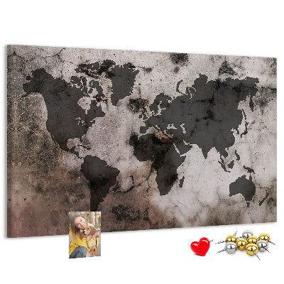 Cork board Concrete world map