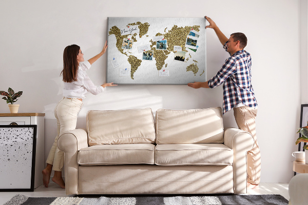 Cork display board World map