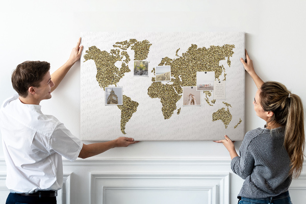 Cork display board World map