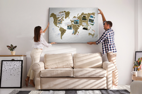 Cork display board World map