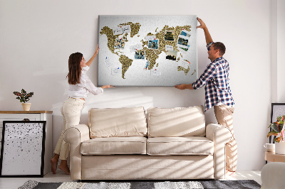 Cork display board World map