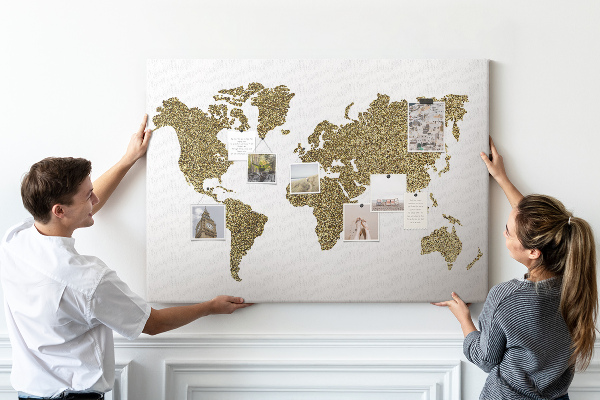 Cork display board World map