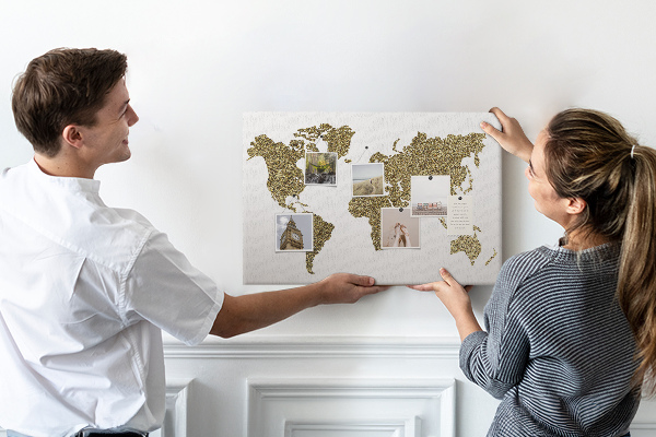 Cork display board World map