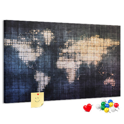 Cork memo board Abstract world map