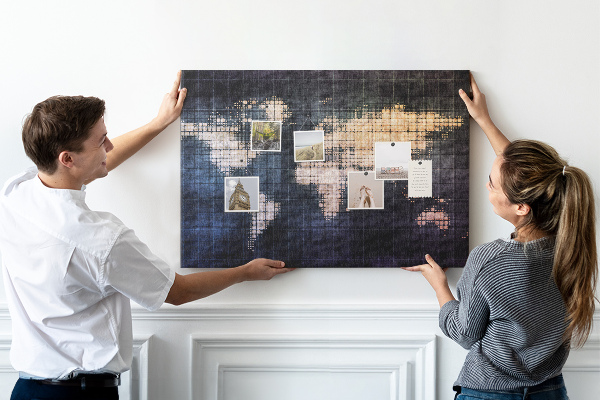 Cork memo board Abstract world map