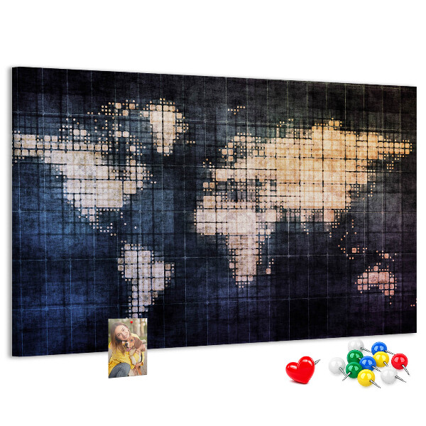 Cork memo board Abstract world map