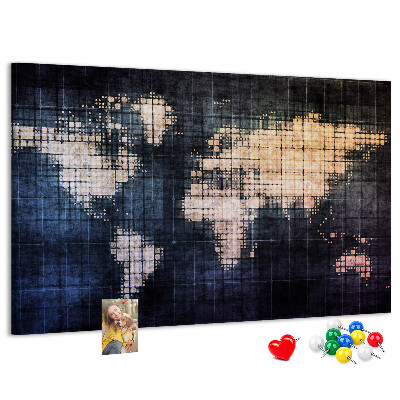 Cork memo board Abstract world map
