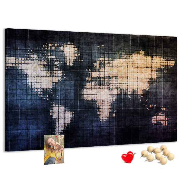 Cork memo board Abstract world map
