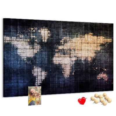 Cork memo board Abstract world map