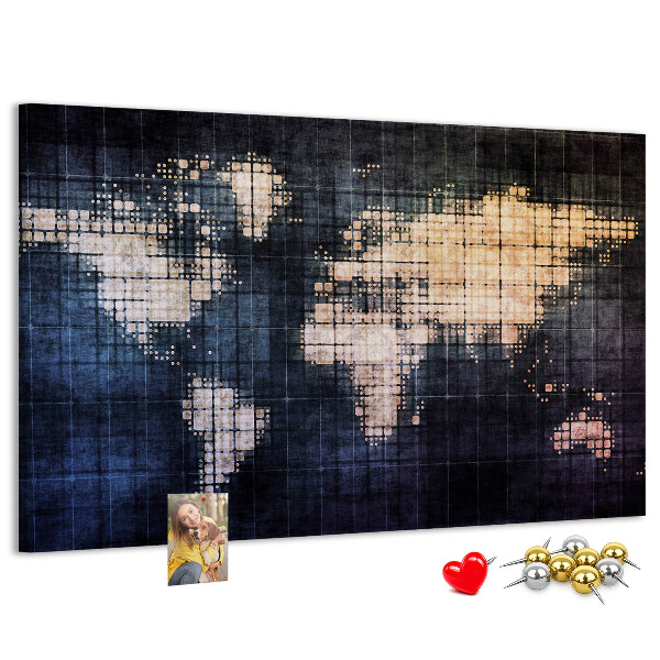 Cork memo board Abstract world map