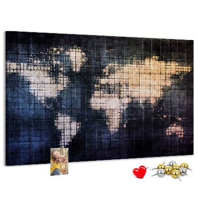 Cork memo board Abstract world map