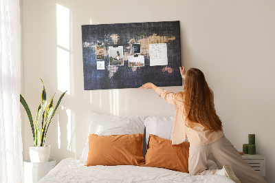 Cork memo board Abstract world map