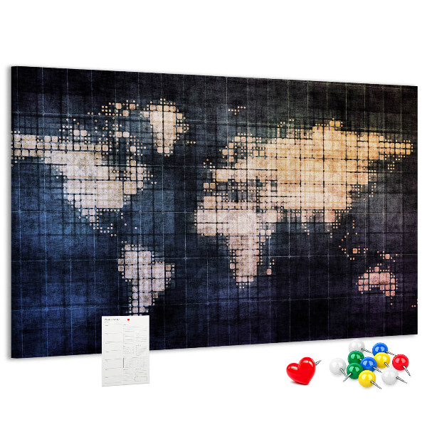 Cork memo board Abstract world map