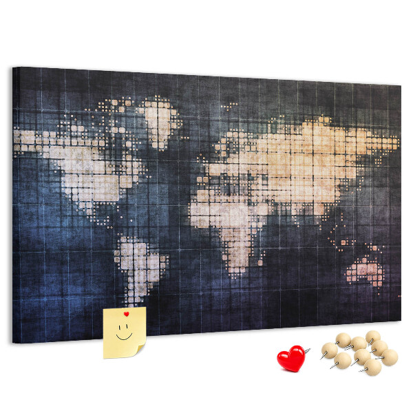 Cork memo board Abstract world map