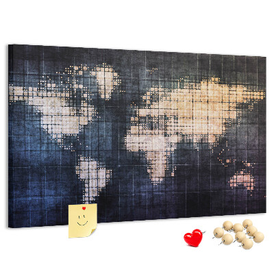 Cork memo board Abstract world map