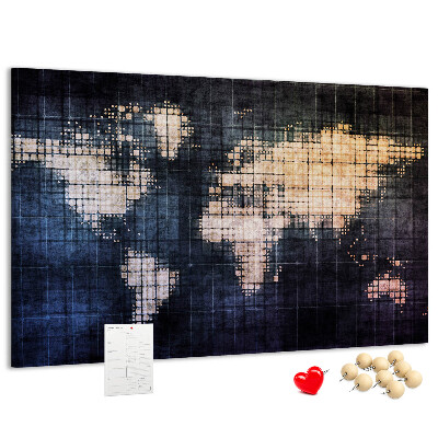 Cork memo board Abstract world map