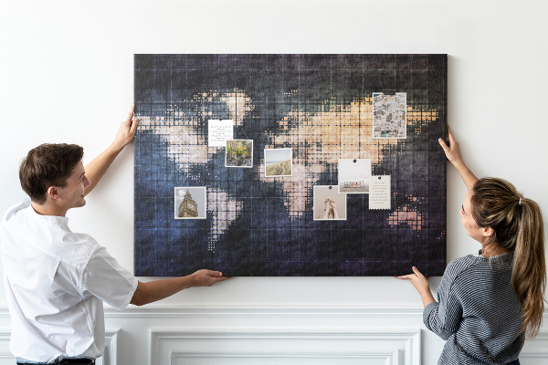 Cork memo board Abstract world map