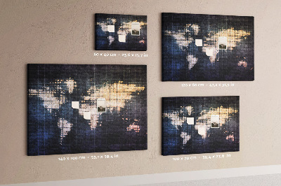Cork memo board Abstract world map