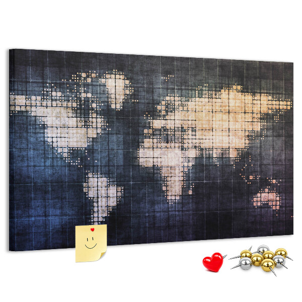 Cork memo board Abstract world map