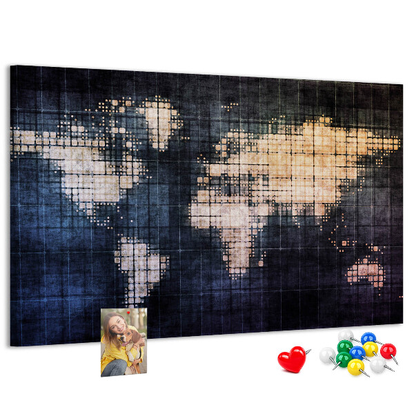 Cork memo board Abstract world map