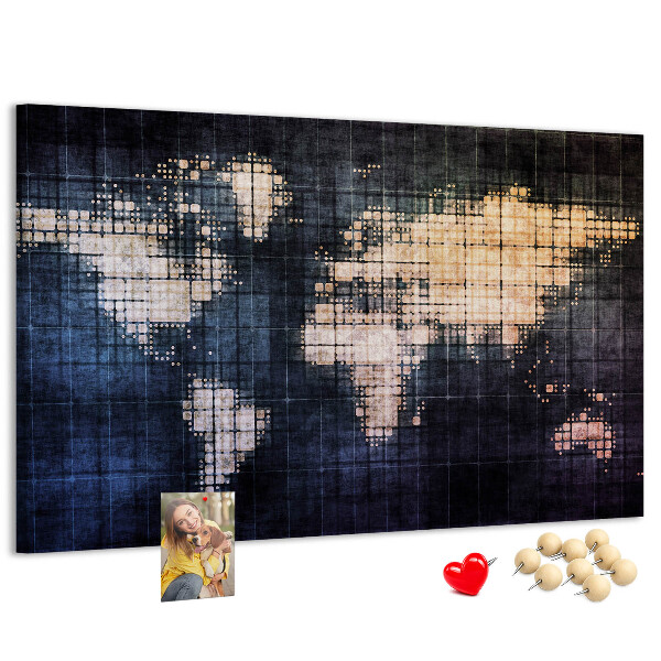Cork memo board Abstract world map