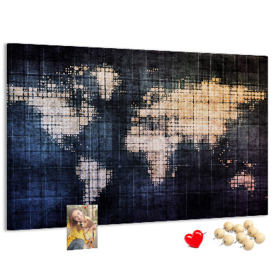 Cork memo board Abstract world map