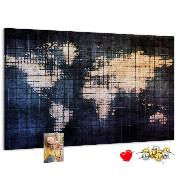 Cork memo board Abstract world map
