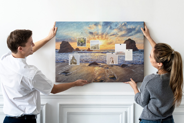 Cork display board Sunset on the beach