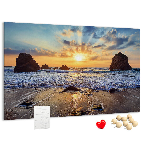 Cork display board Sunset on the beach