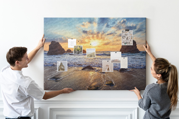 Cork display board Sunset on the beach
