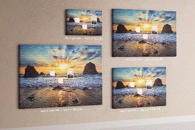 Cork display board Sunset on the beach