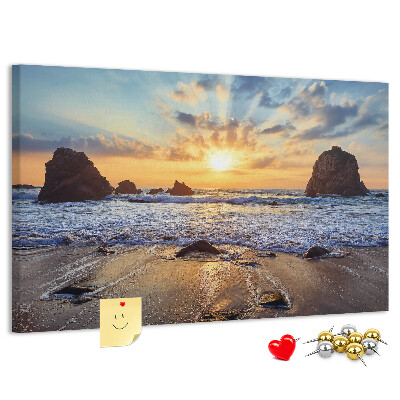 Cork display board Sunset on the beach