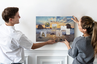 Cork display board Sunset on the beach