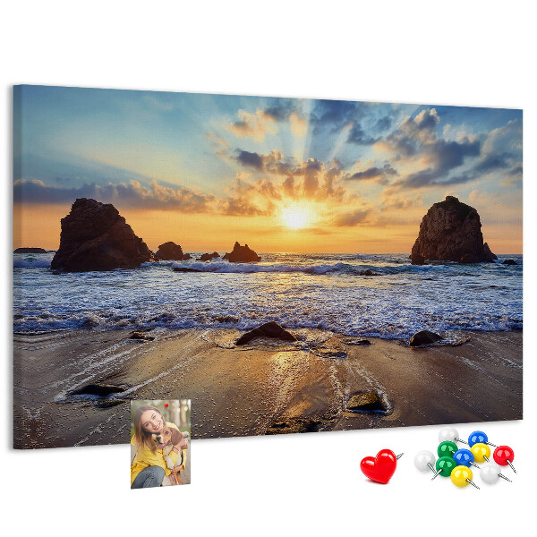 Cork display board Sunset on the beach