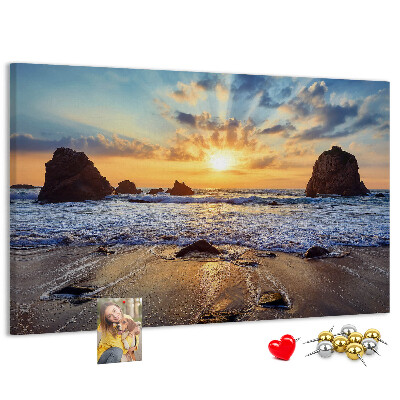 Cork display board Sunset on the beach
