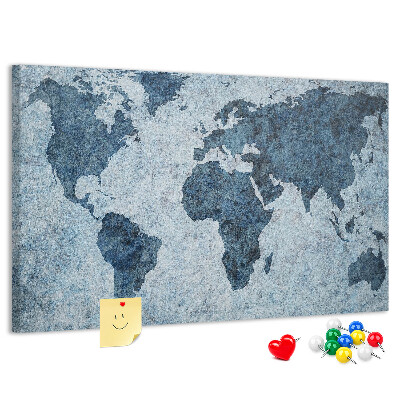 Cork memo board Painted world map