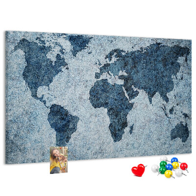 Cork memo board Painted world map
