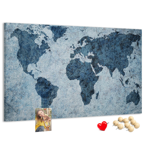 Cork memo board Painted world map