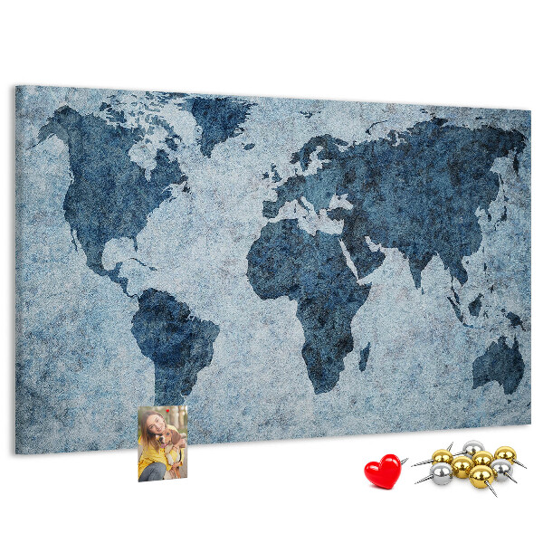 Cork memo board Painted world map