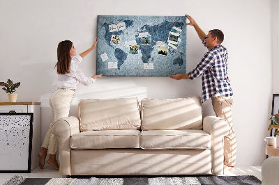Cork memo board Painted world map