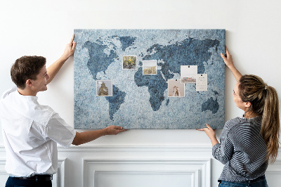 Cork memo board Painted world map