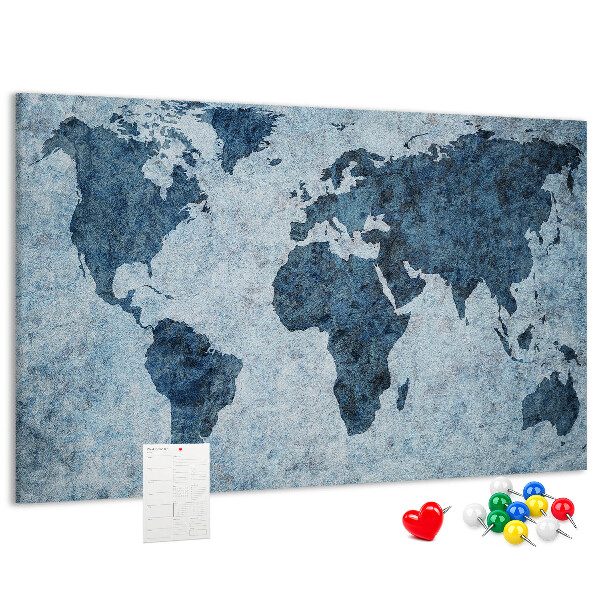 Cork memo board Painted world map