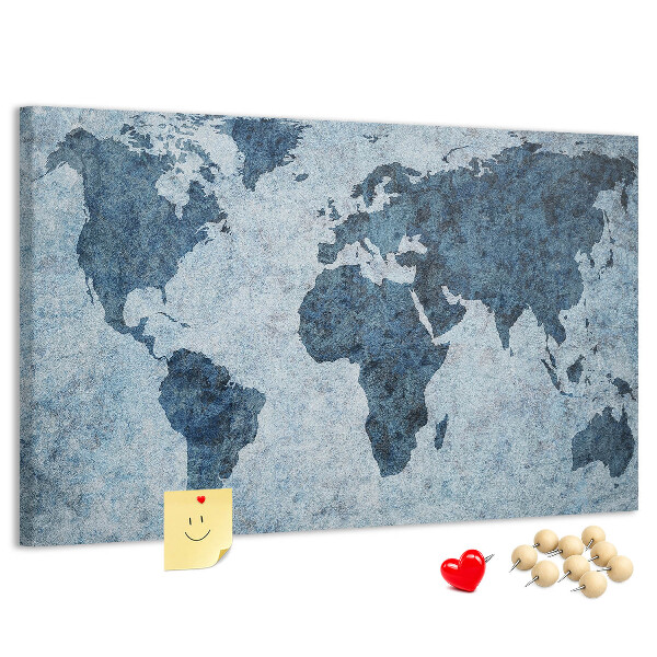 Cork memo board Painted world map