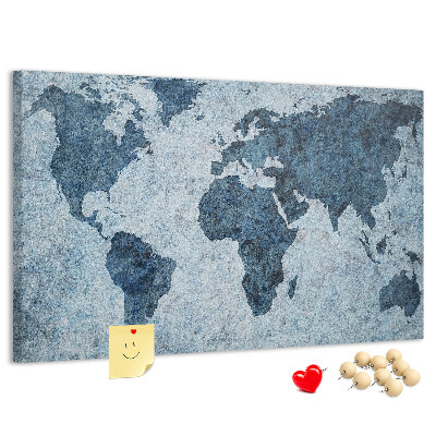 Cork memo board Painted world map
