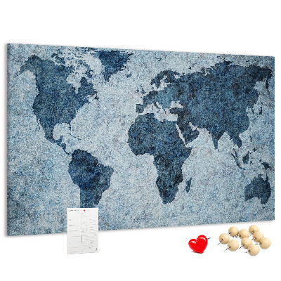 Cork memo board Painted world map
