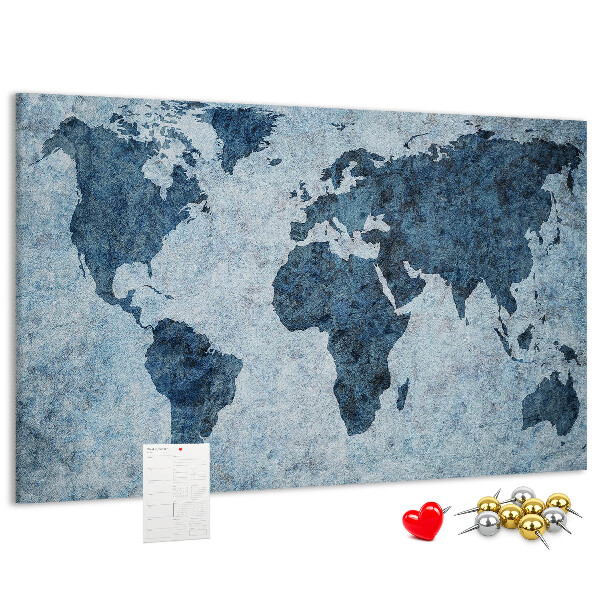 Cork memo board Painted world map