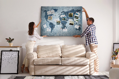 Cork memo board Painted world map