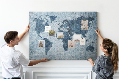 Cork memo board Painted world map