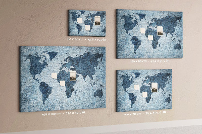 Cork memo board Painted world map