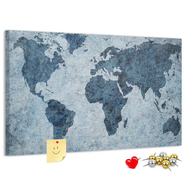 Cork memo board Painted world map